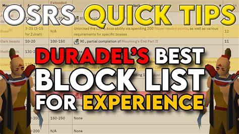 My personal suggestion is <b>block</b> the tasks you don't like that have high weight. . Duradel block list osrs